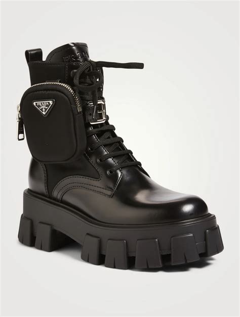 prada women's leather combat boots|prada boots with pouch price.